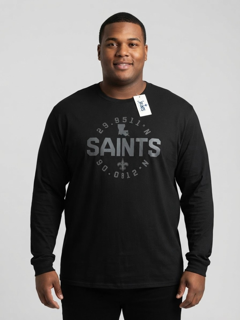 New Official NFL New Orleans Saints Long Sleeve T-Shirt Black 3XL NWT
